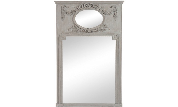 Miroir Ovale/Rectangulaire Fleur Bois Antique Taupe 106X160Cm