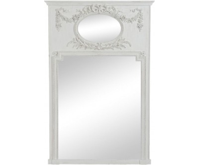 Miroir Ovale/Rectangulaire Fleur Bois Antique Greige