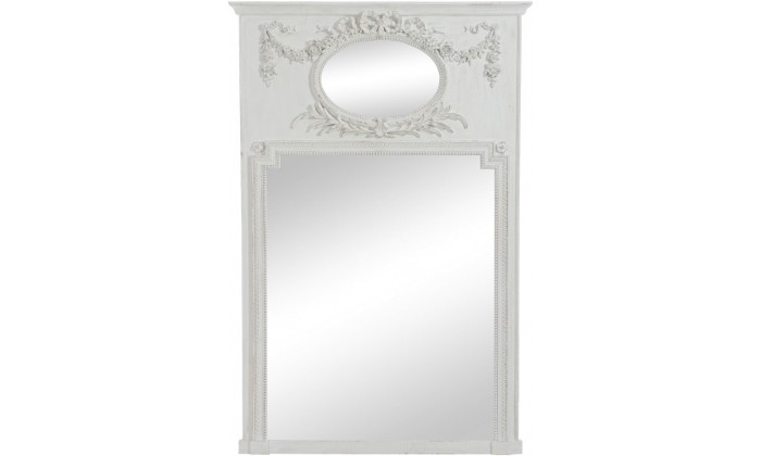 Miroir Ovale/Rectangulaire Fleur Bois Antique Greige