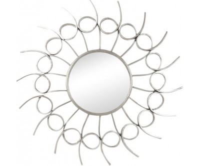 Miroir Soleil Metal Antique Argent