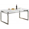 Table de salle à manger ultra design en acier silver poli et plateau au choix LUIGI