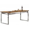Table de salle à manger ultra design en acier silver poli et plateau au choix LUIGI