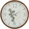 Horloge Engrenage Chiffres Arabes Mdf Blanc/Marron/Gris Large