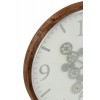 Horloge Engrenage Chiffres Arabes Mdf Blanc/Marron/Gris Large