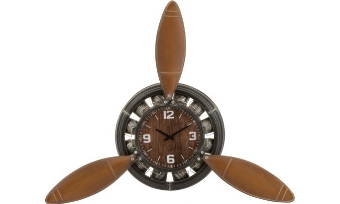 Horloge Helice Avion Metal Marron/Noir