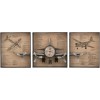 Horloge Avion 3 Parties Metal/Mdf Marron/Noir