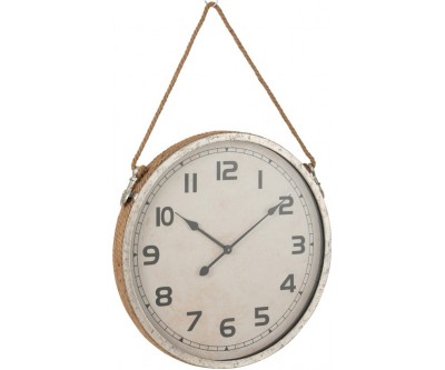 Horloge Ronde Metal Argent/Corde Jute