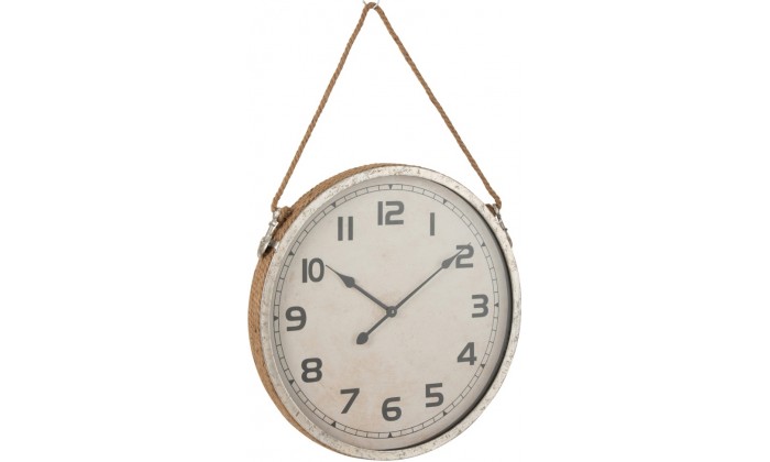 Horloge Ronde Metal Argent/Corde Jute