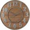 Horloge Chiffres Arabes Bois Naturel/Metal Argent