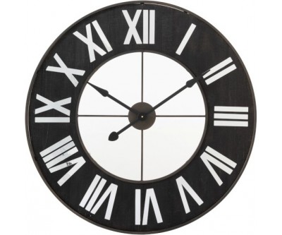 Horloge Chiffres Romains Metal Noir/Miroir