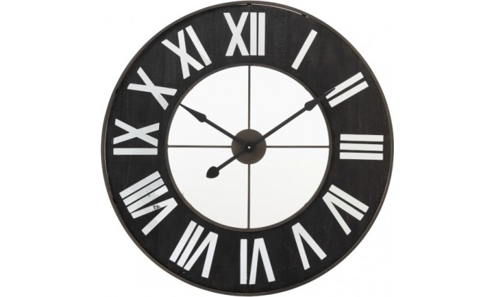 Horloge Chiffres Romains Metal Noir/Miroir
