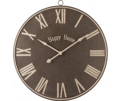 Horloge Happy House Metal Marron Large