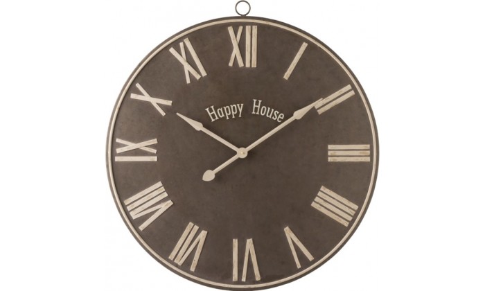 Horloge Happy House Metal Marron Large
