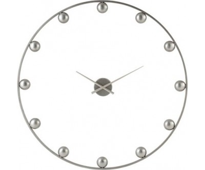 Horloge Murale Boules Metal Gris