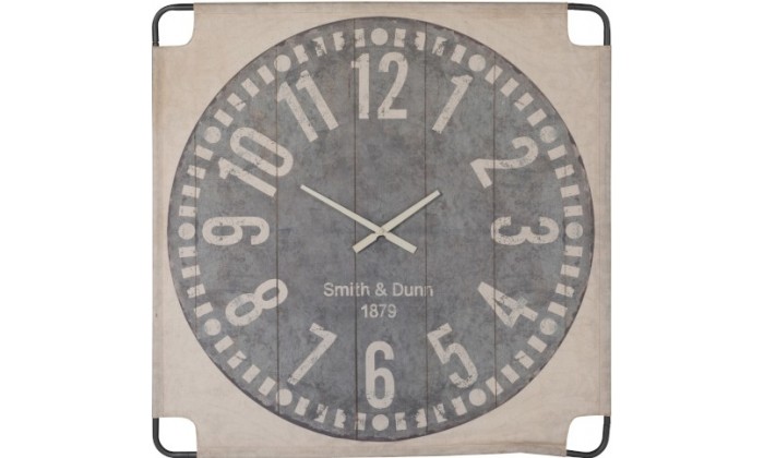 Horloge Murale Canevas Grand Textile Beige/Gris