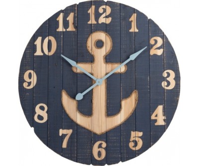 Horloge Ancre Bois Bleu Large