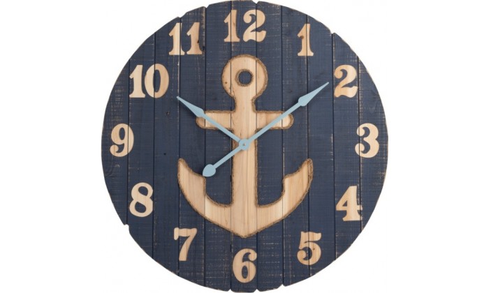 Horloge Ancre Bois Bleu Large