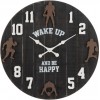 Horloge Ronde Football Americain Bois Noir/Marron/Blanc