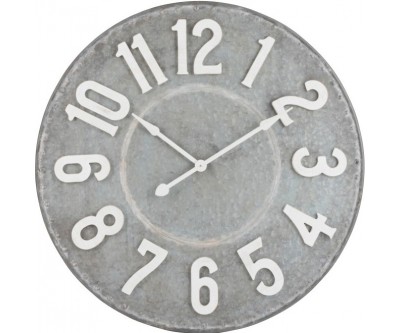 Horloge Ronde Chiffres Metal Gris/Blanc Large