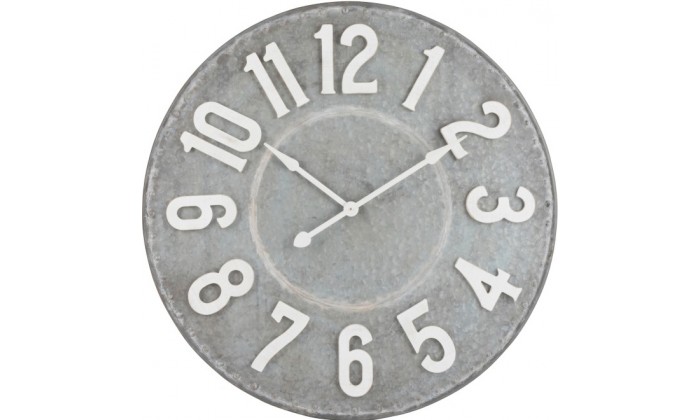 Horloge Ronde Chiffres Metal Gris/Blanc Large