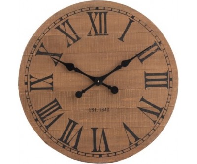 Horloge Ronde Chiffres Romains Bois Naturel Small