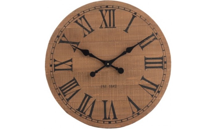 Horloge Ronde Chiffres Romains Bois Naturel Small