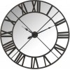 Horloge Miroir Chiffres Romais Metal Noir