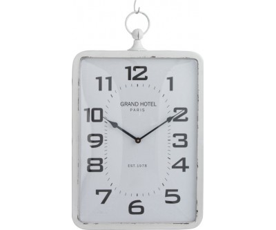 Horloge Rectangulaire Metal Blanc Verre Large