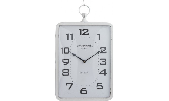 Horloge Rectangulaire Metal Blanc Verre Large