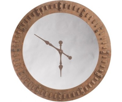 Horloge + Miroir Bois Naturel Large