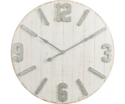 Horloge Planches + Zinc Bois Blanc Naturel Large