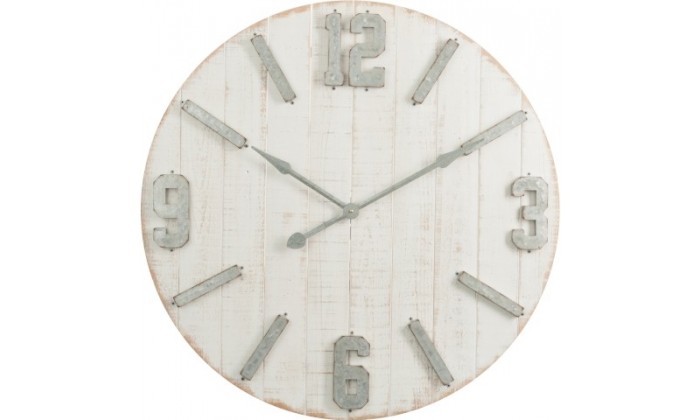 Horloge Planches + Zinc Bois Blanc Naturel Large