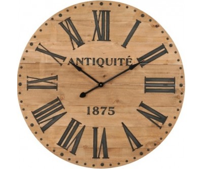 Horloge Chiffres Romain Bois Naturel/Noir Large