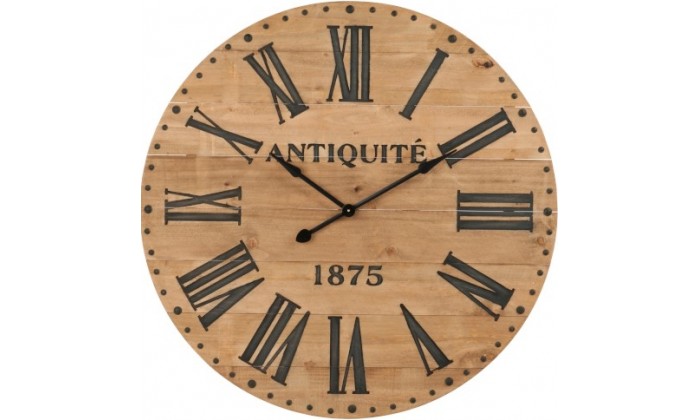 Horloge Chiffres Romain Bois Naturel/Noir Large