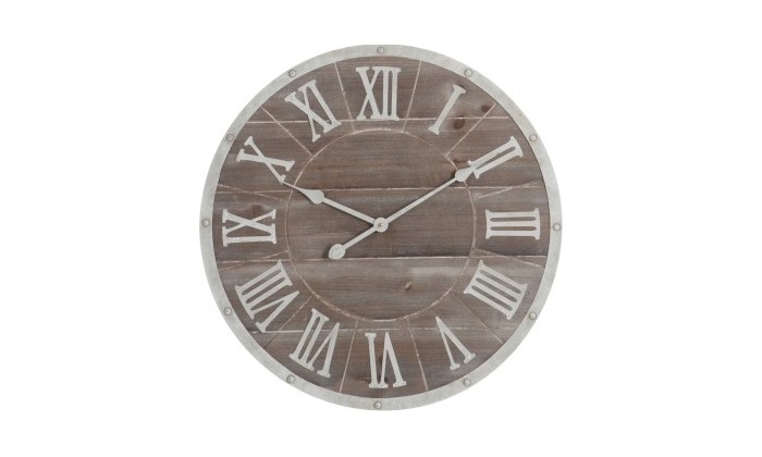 Horloge Ronde Chiffres Romains Metal/Mdf Marron/Blanc Small