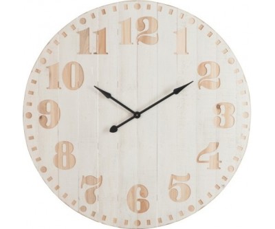 Horloge Chiffres Bois Blanc/Naturel