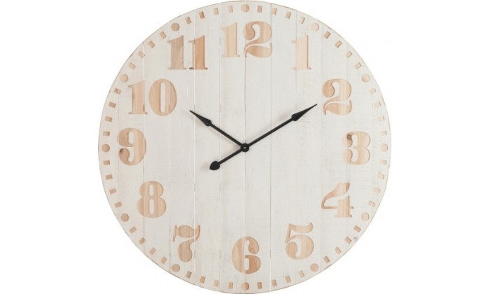 Horloge Chiffres Bois Blanc/Naturel