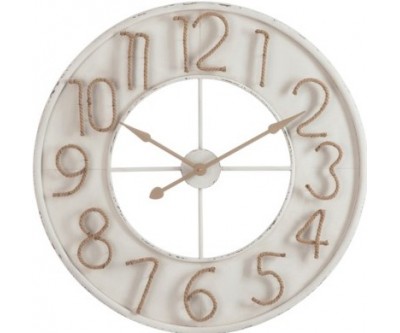 Horloge Chiffres Jute Metal Blanc Large