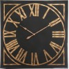 Horloge Carree Chiffres Romains Metal Noir/Marron