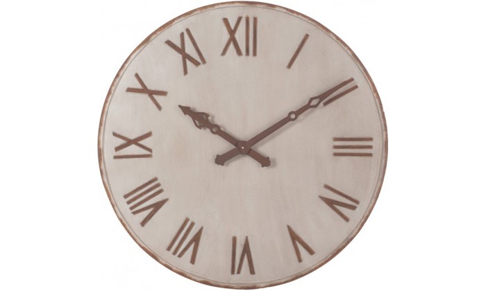 Horloge Chiffres Romains Metal Beige/Rouille Large