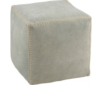 Pouf Velours Carre Menthe/Beige