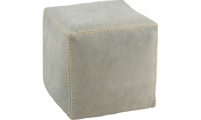 Pouf Velours Carre Menthe/Beige