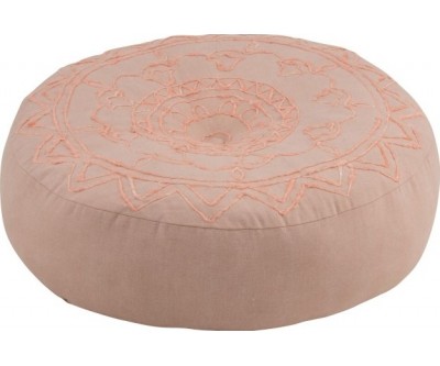 Pouf Rond Bord Coton Rose