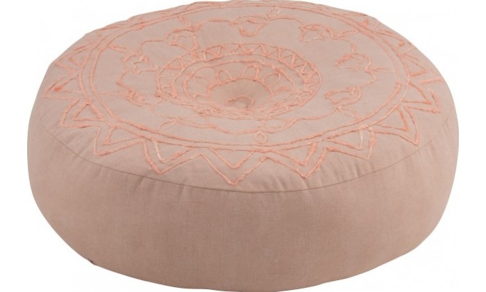 Pouf Rond Bord Coton Rose