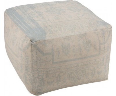 Pouf Jacquard Polyester Beige/Bleu