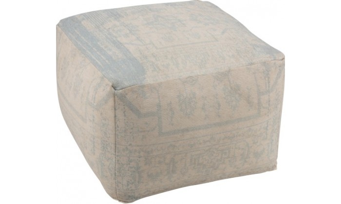 Pouf Jacquard Polyester Beige/Bleu