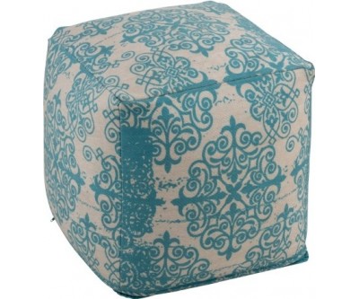 Pouf Baroque Polyester Turquoise/Beige