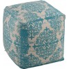 Pouf Baroque Polyester Turquoise/Beige