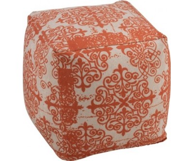 Pouf Baroque Polyester Orange/Beige