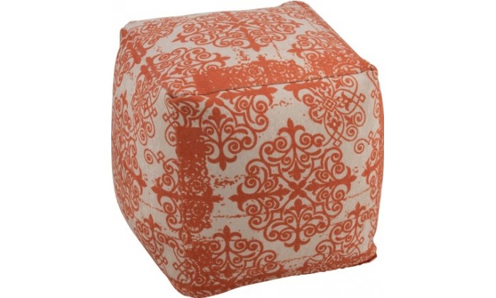 Pouf Baroque Polyester Orange/Beige